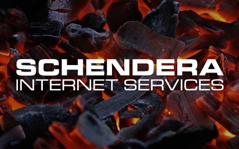 Text Schendera Internet Services on red-hot charcoal