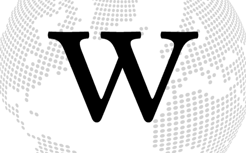 Letter w in front of a stylized globe